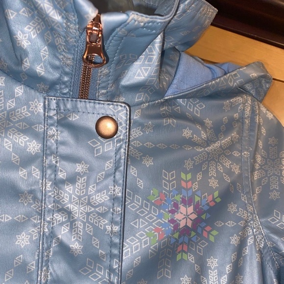 ❄️Anna & Elsa FROZEN Disney Store Girl’s Blue Rain Jacket Coat Size Girls 9/10 - Picture 3 of 9